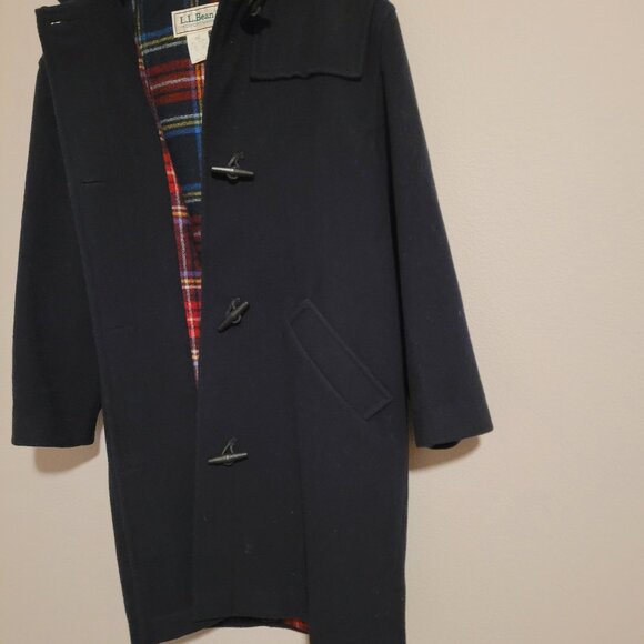 Vintage L.L. Bean Wool Navy Blue Peacoat with Hood, Women's Size 8 - Picture 6 of 8